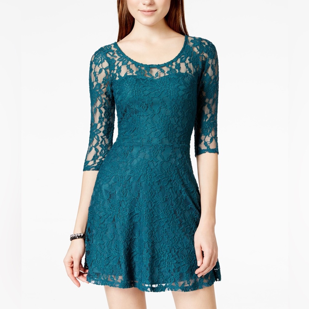 Material Girl Green Lace Dress Size Small